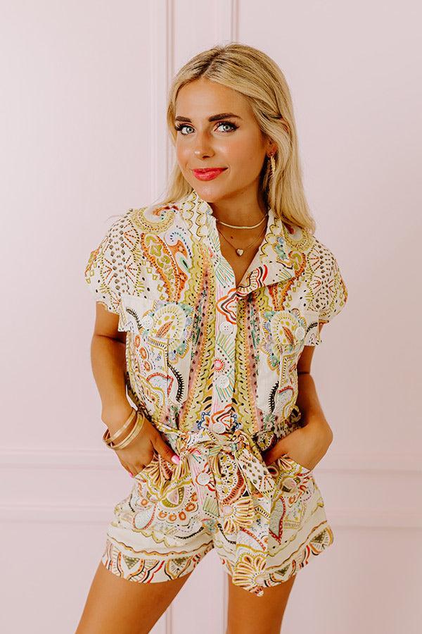 Front Porch Swing Linen-Blend Romper Product Image