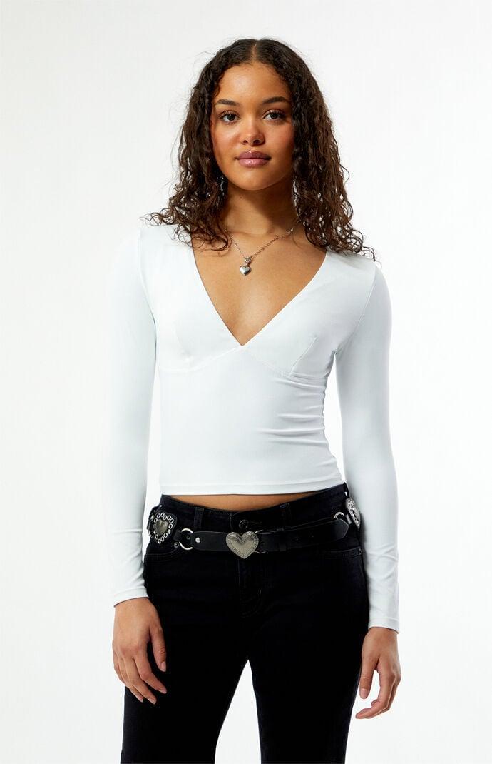 Gianna Plunge V-Neck Long Sleeve Top Product Image