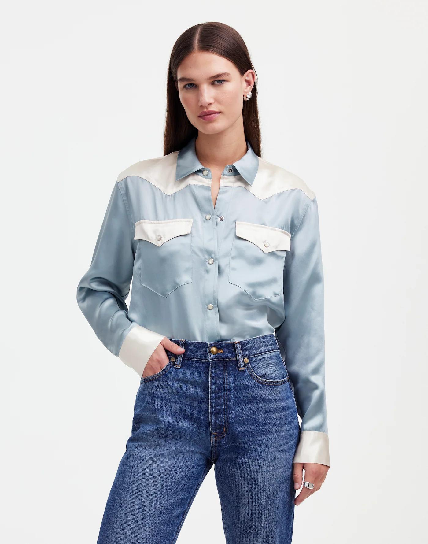 Alexa Chung for Madewell Satin Western Shirt Product Image