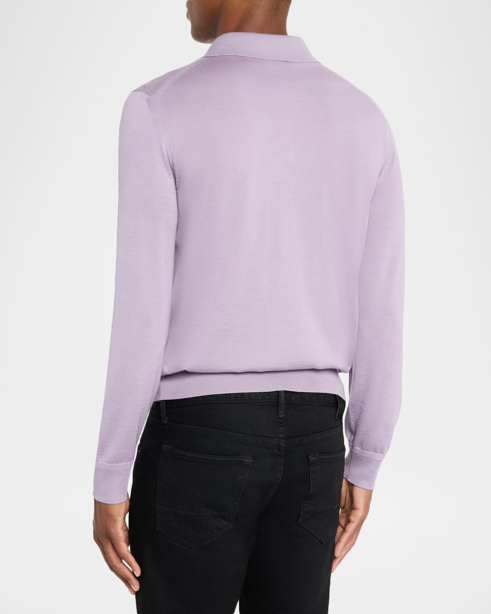 Men's Cashmere and Silk Long-Sleeve Polo Sweater Product Image