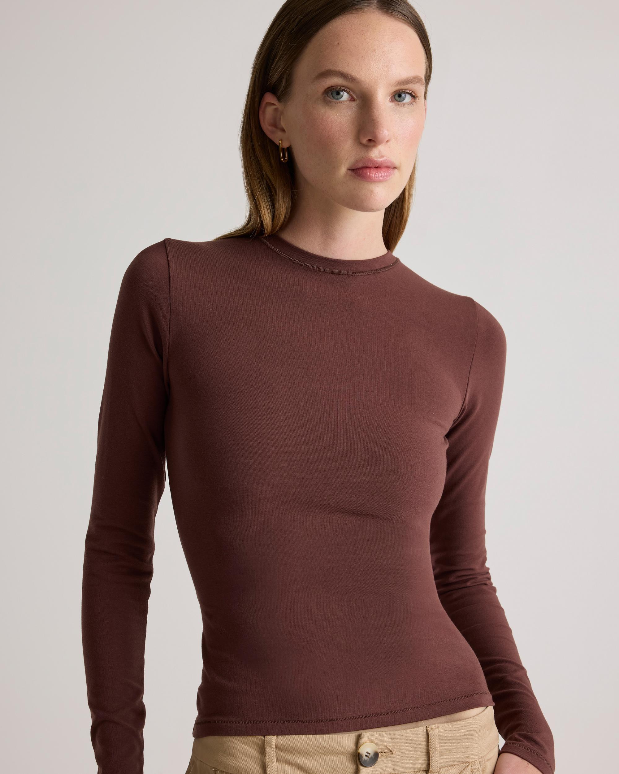 Quince | Women's Stretch Cotton Jersey Fitted Long Sleeve T-Shirt Organic Cotton Product Image