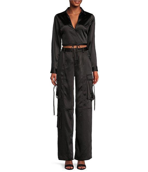 GB High Rise Coordinating Satin Cargo Pants Product Image
