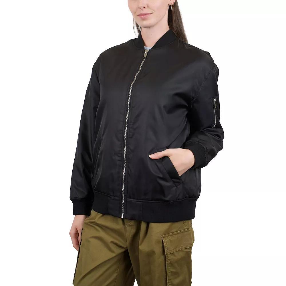 Juniors' Coffee Shop Bomber Jacket, Women's, Size: Large, Black Product Image