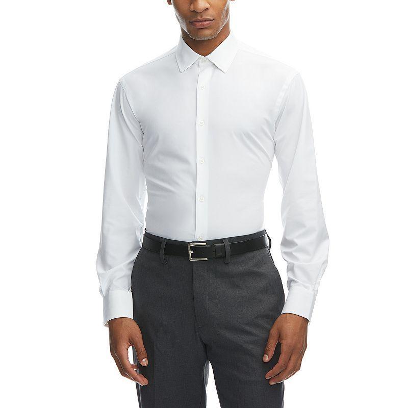 Men's Haggar® Smart Wash® Slim Fit Wrinkle Free Dress Shirt, Size: 17.5-34/35, White Solid Product Image