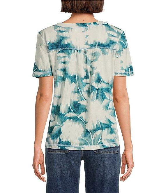 Westbound Enchanted Garden Print Short Sleeve V-Neck Top Product Image