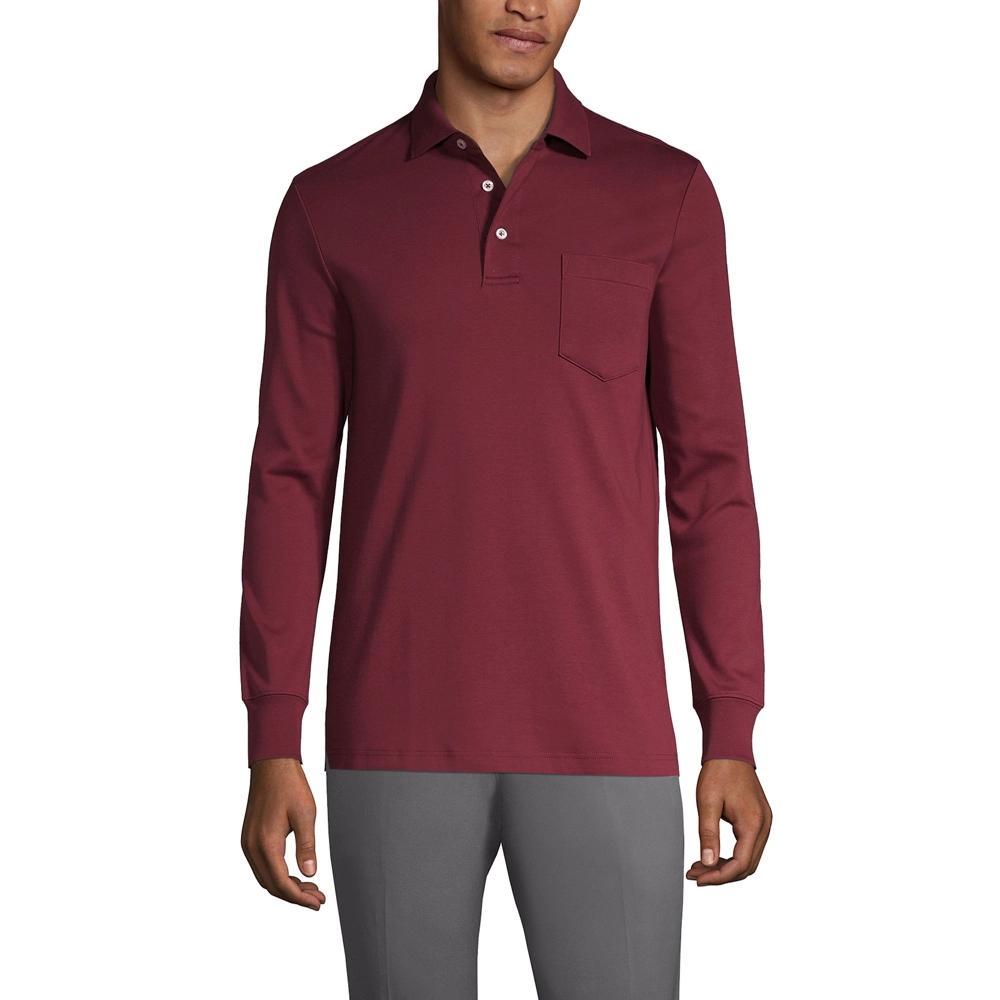 Big & Tall Lands End Super Soft Classic-Fit Long Sleeve Supima Pocket Polo, Mens Product Image