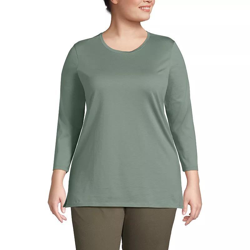 Plus Size Lands' End Supima Cotton Relaxed Fit Crewneck Tunic, Women's, Size: 3XL, Radiant Blue Product Image