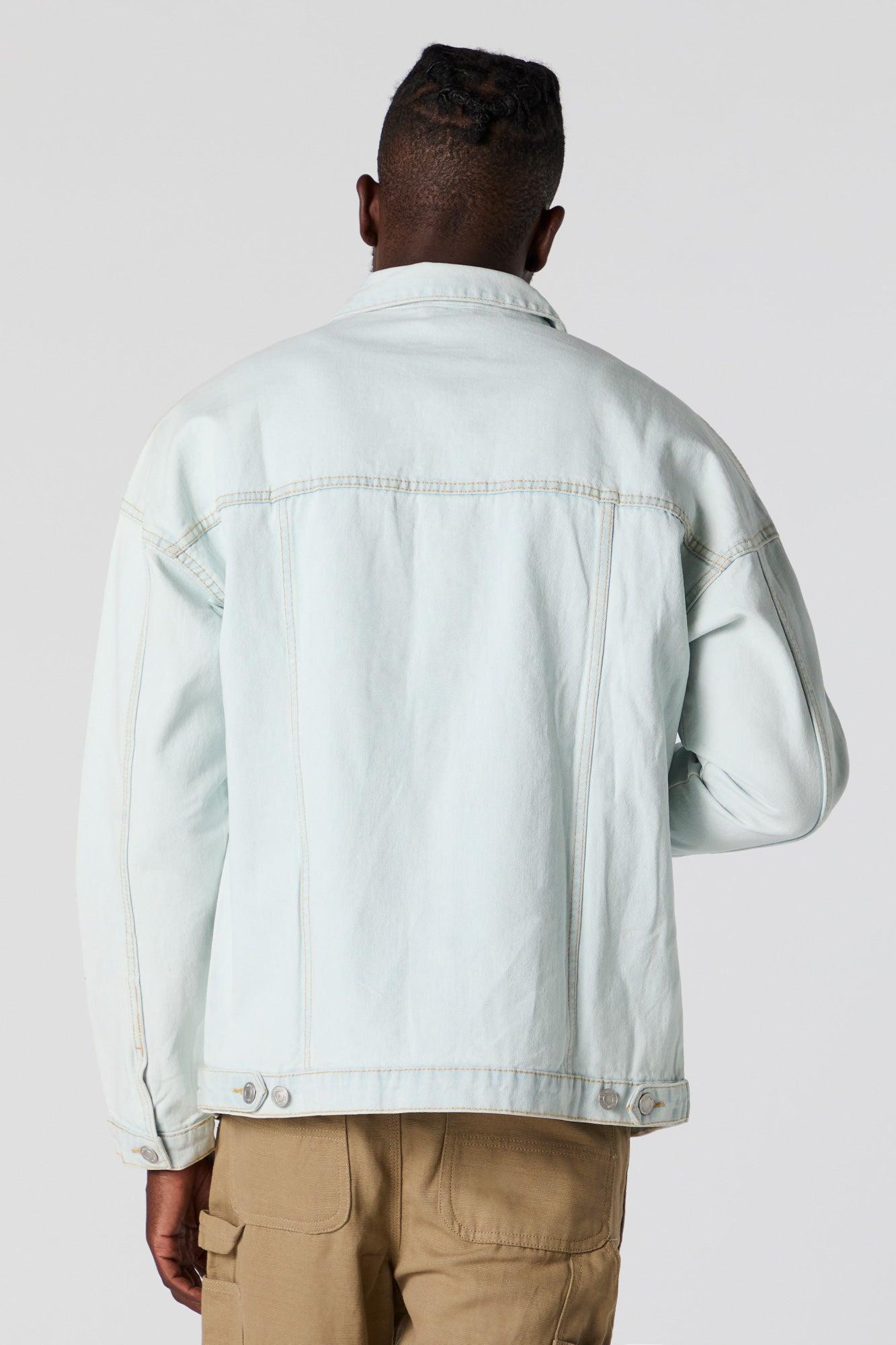 Acid Wash Denim Trucker Jacket Male Product Image