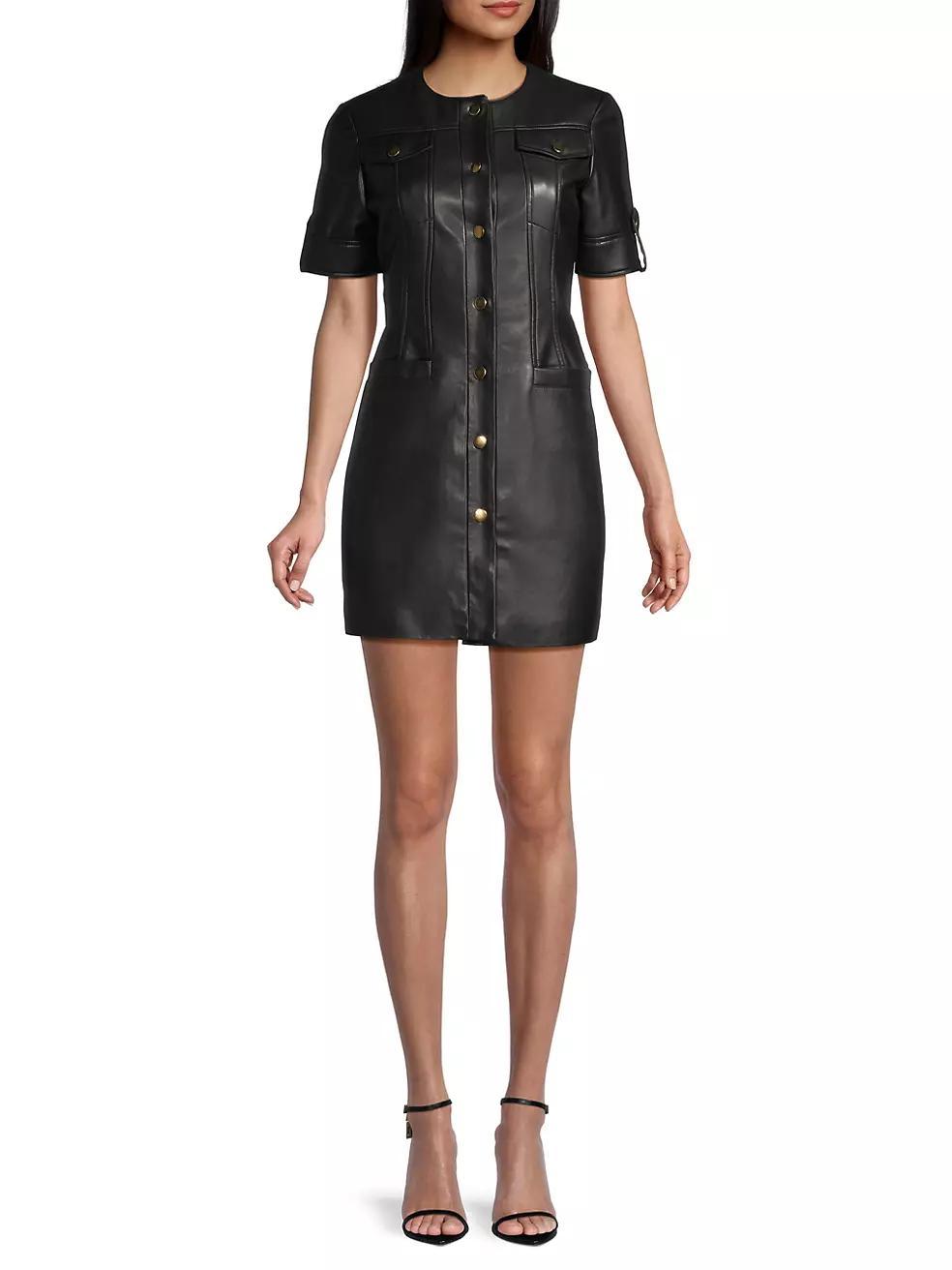 Gale Faux Leather Mini Dress Product Image