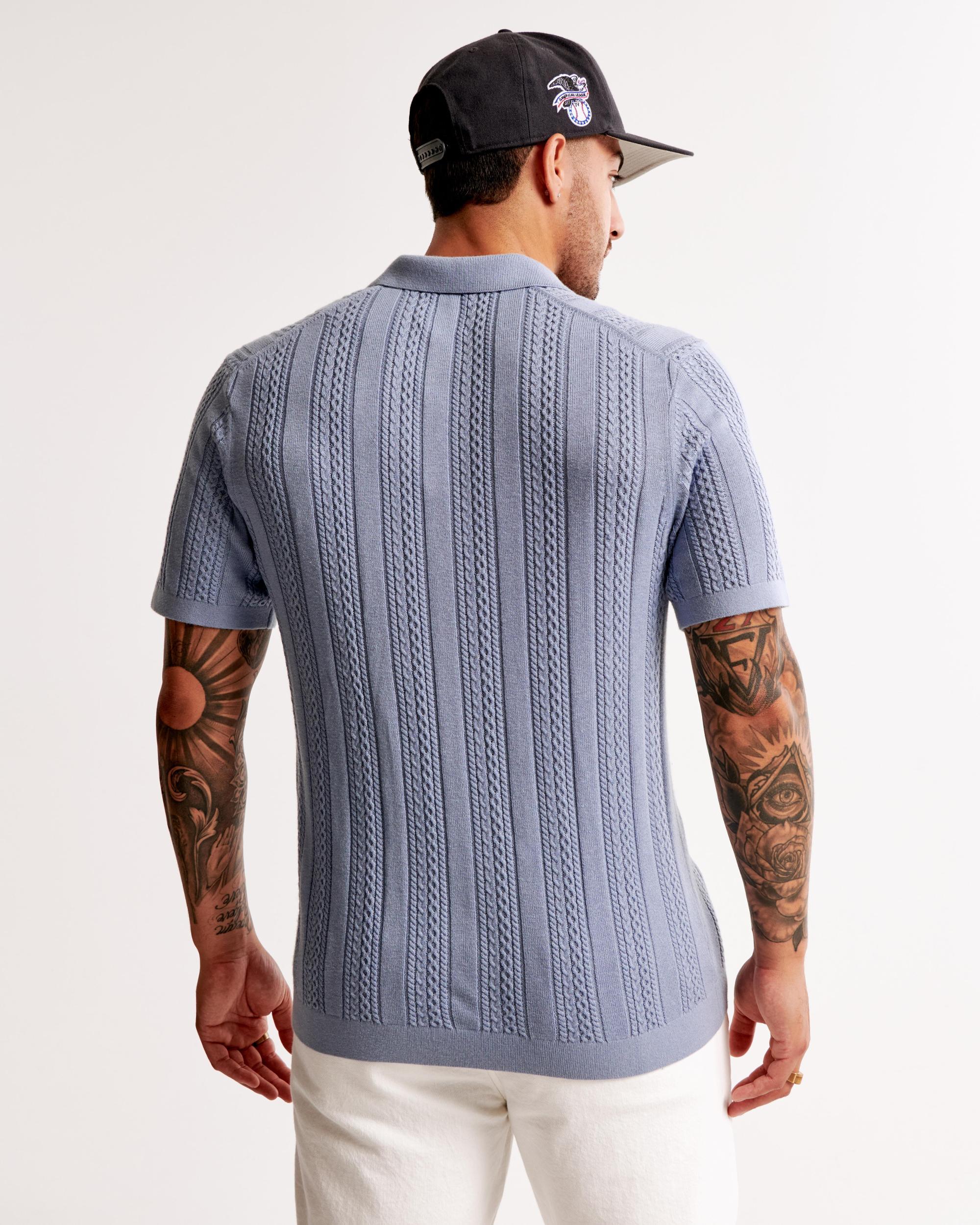 Cable Stitch Johnny Collar Sweater Polo Product Image