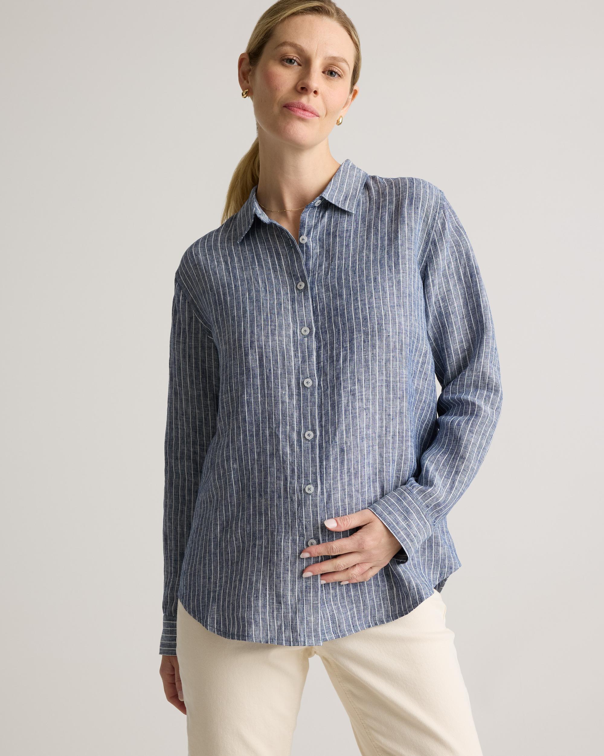 Quince | Women's 100% European Linen Maternity Long Sleeve Shirt Product Image