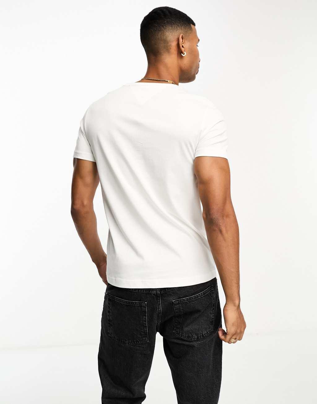 Tommy Hilfiger embroidered flag logo t-shirt in white Product Image