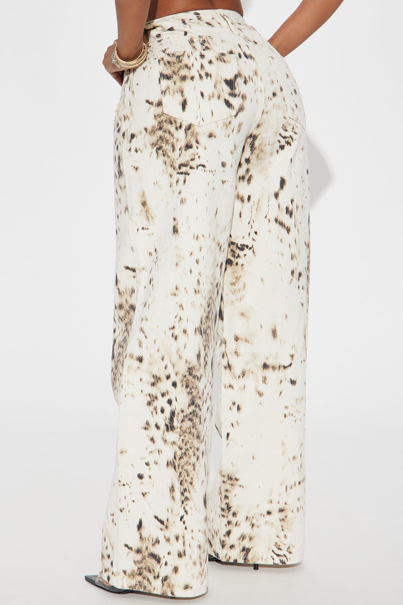 Calexico Non Stretch Printed Wide Leg Jean - White/combo Product Image