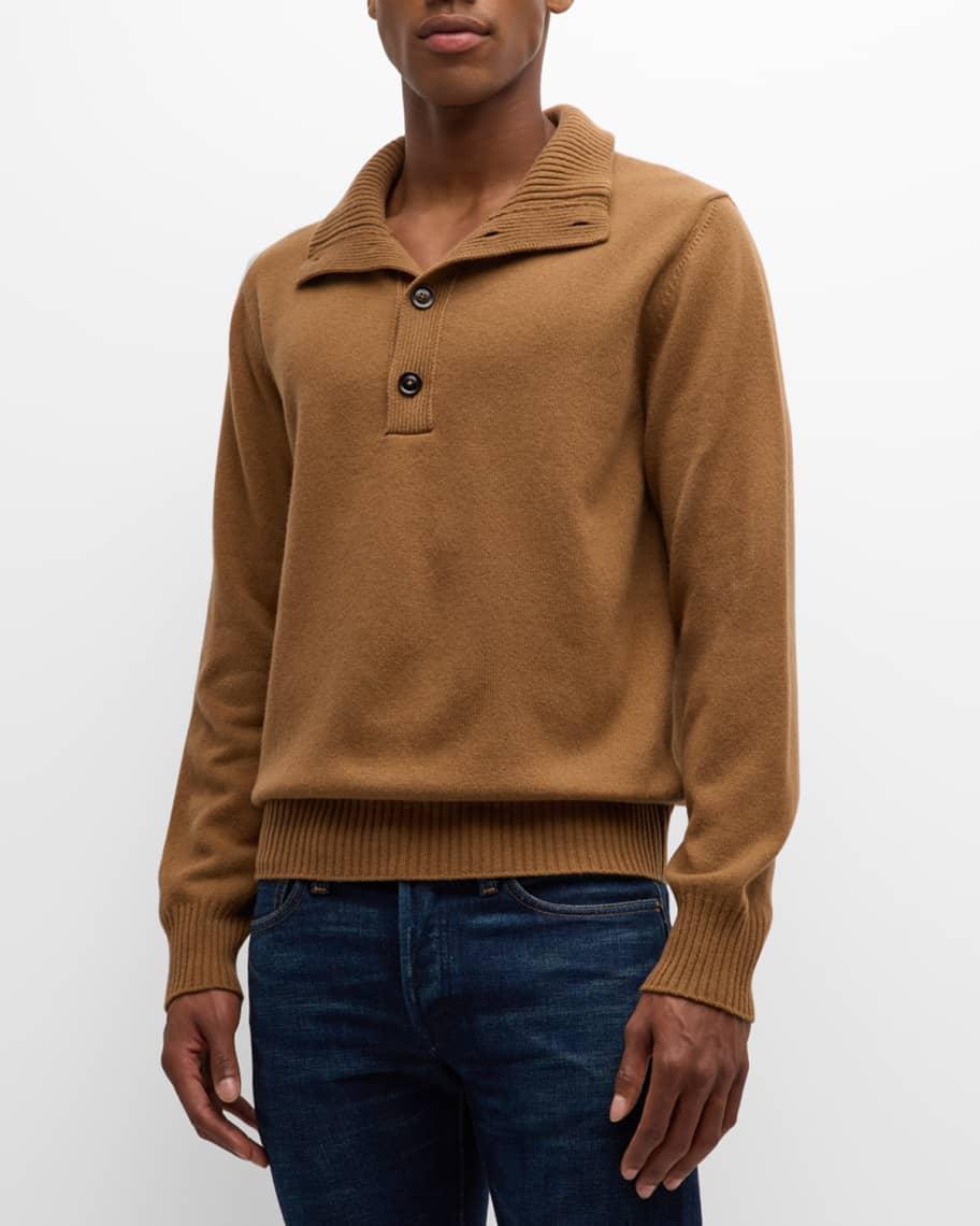 Mens Wool Cashmere Half-Button Sweater Product Image