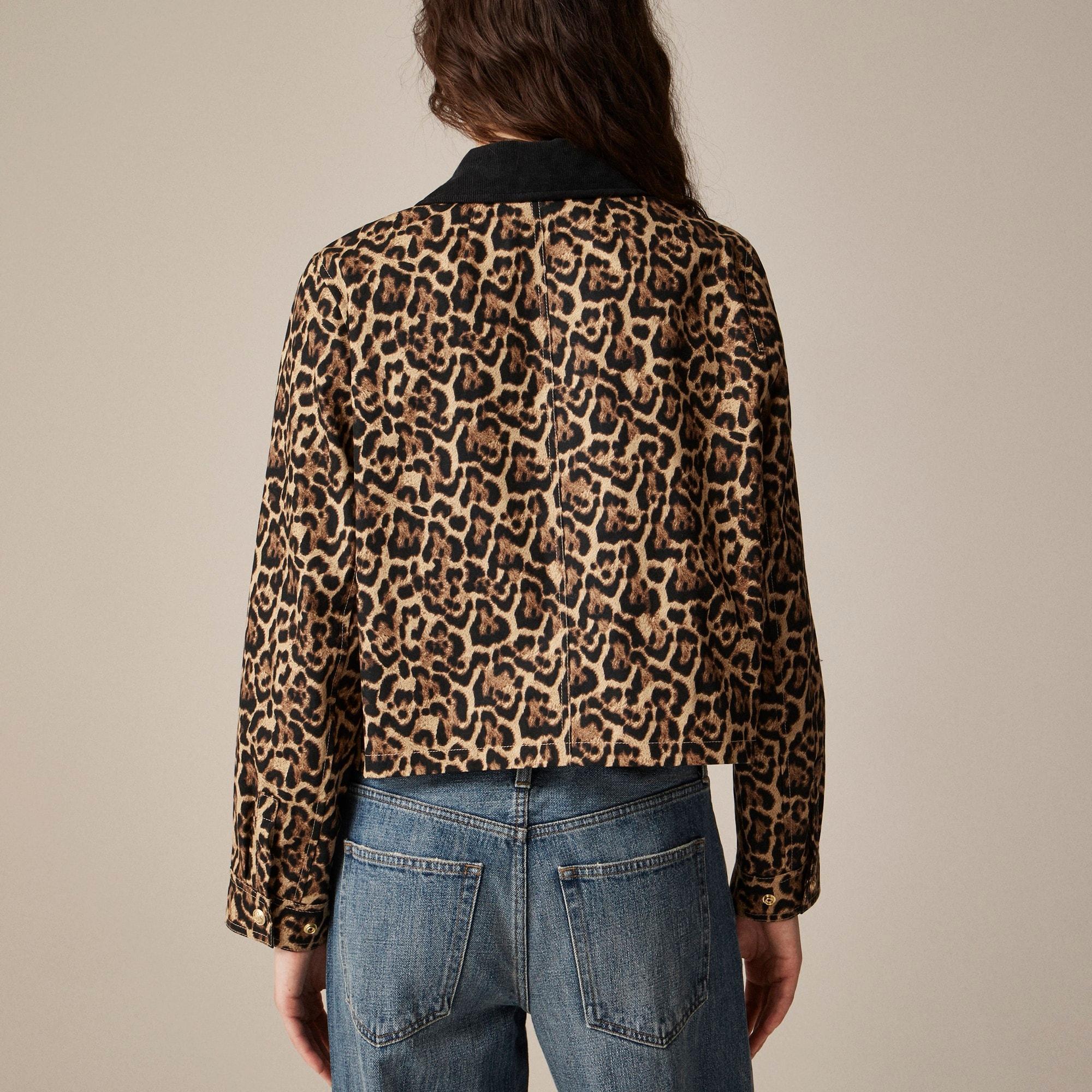 Short Barn Jacket™ in leopard cotton canvas Product Image
