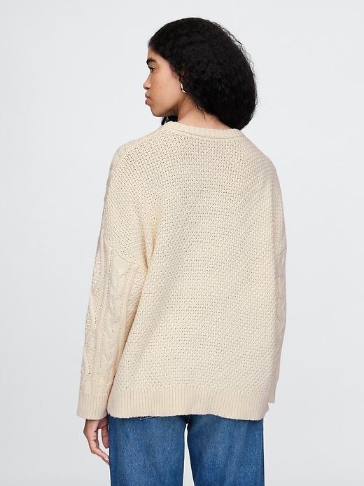 Oversized Mixed Cable-Knit Sweater Product Image