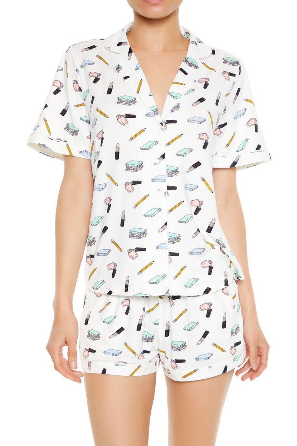 Lipstick Pajama Shirt & Shorts Set | Forever 21 Product Image