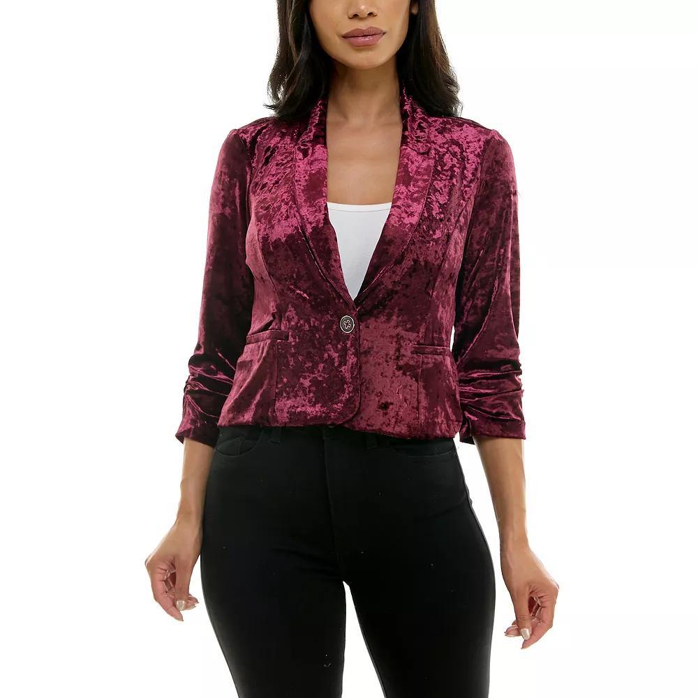 Women's Nina Leonard Velvet Cropped Blazer, Size: XL, Black Product Image