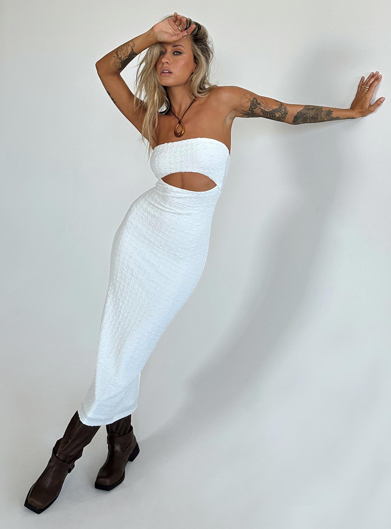 Talena Strapless Midi Dress White Product Image