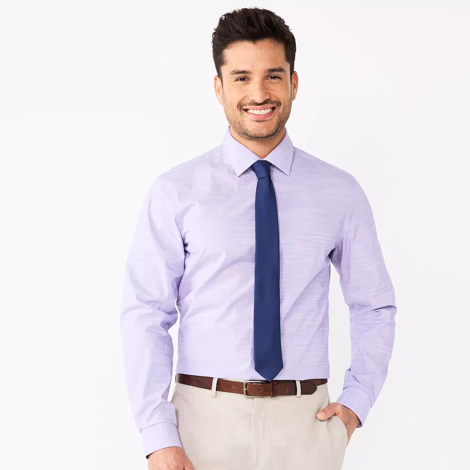 Men's Apt. 9® Premier Flex Slim-Fit Wrinkle Resistant Dress Shirt, Size: Large-34/35, Purple Hyacinth Fresh Product Image