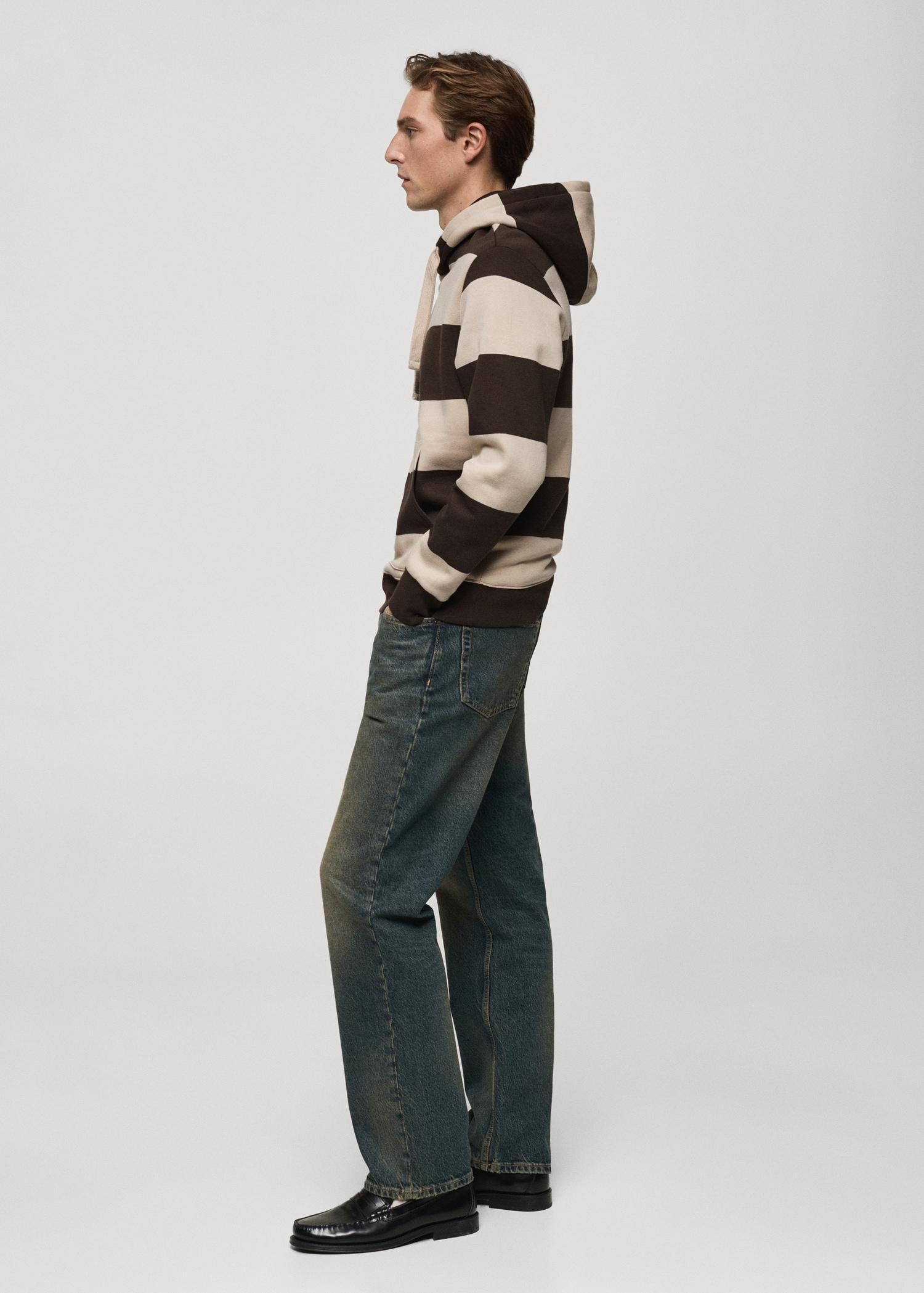 Striped hooded sweatshirt - Men | MANGO USA Product Image