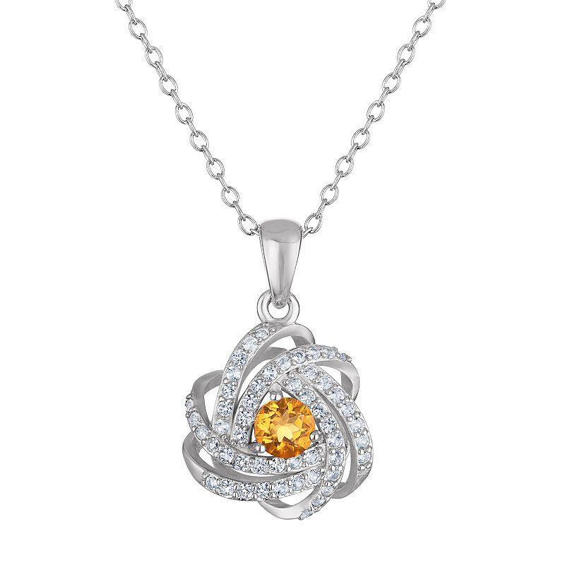 Designs by Gioelli Sterling Silver Gemstone Love Knot Pendant Necklace, Womens, Cr Red Product Image