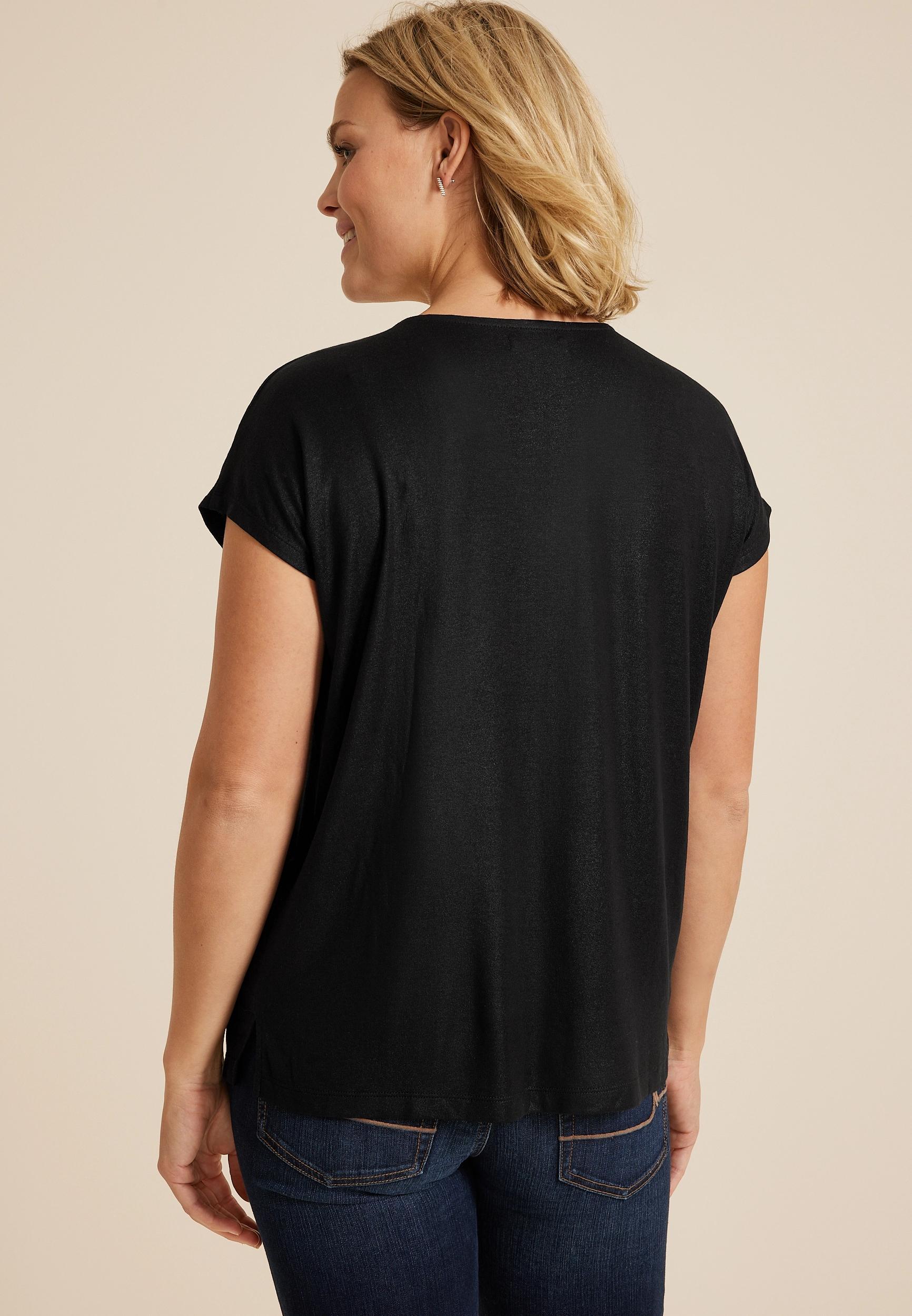 edgely™ Metallic Trim V Neck Tee Product Image