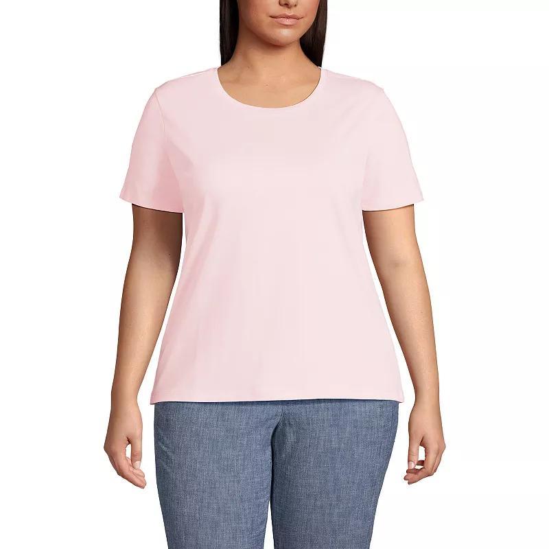 Plus Size Lands' End Relaxed Supima Cotton Crewneck Tee, Women's, Size: 1XL, Pale Yellow Product Image