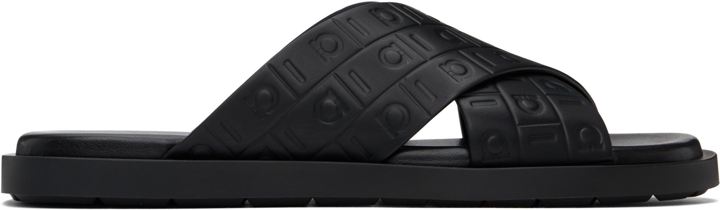 FERRAGAMO Black Monogram Sandals Product Image