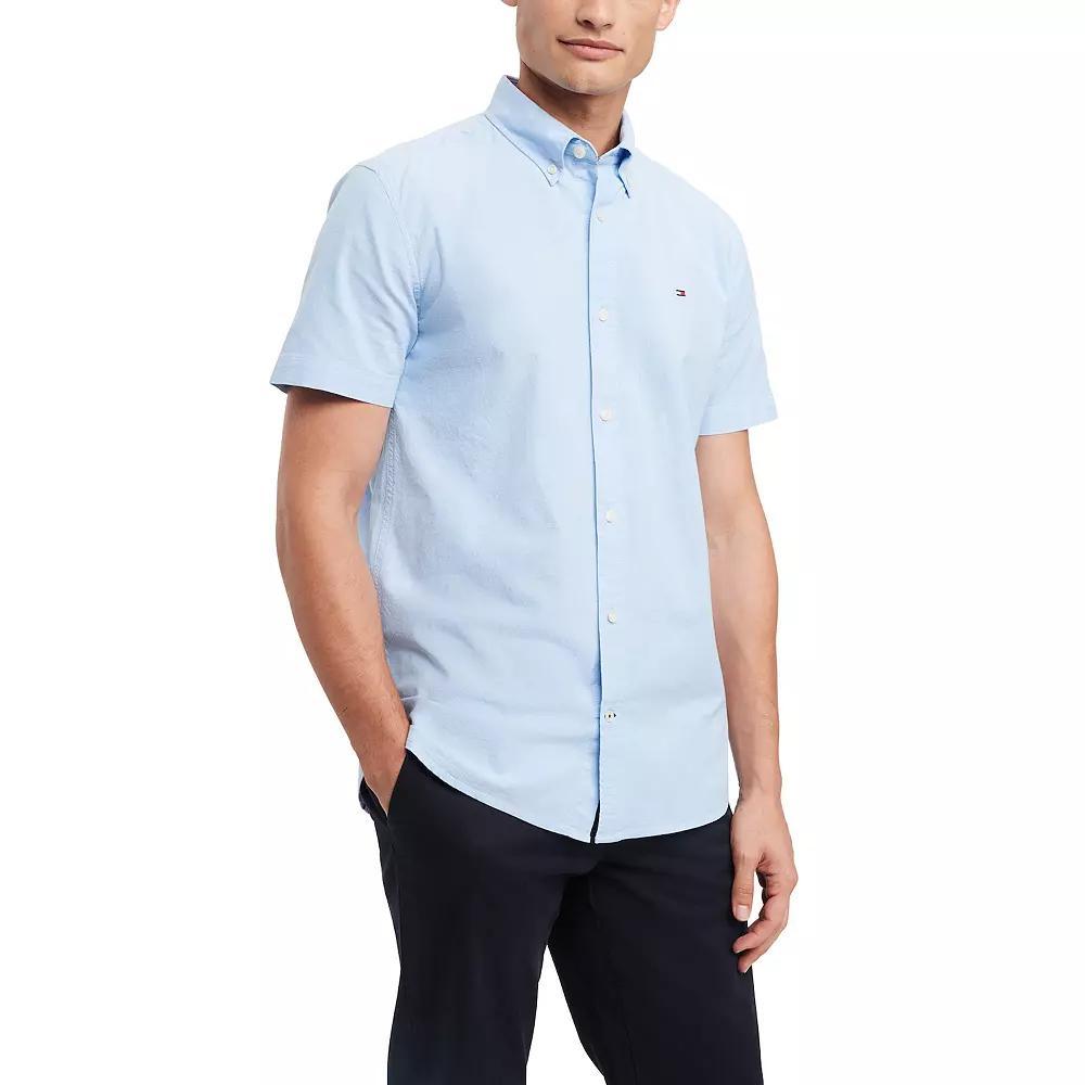 Men's Tommy Hilfiger Short Sleeve Original Stretch Oxford Shirt, Size: Medium, Daisy Yellow Solid Product Image
