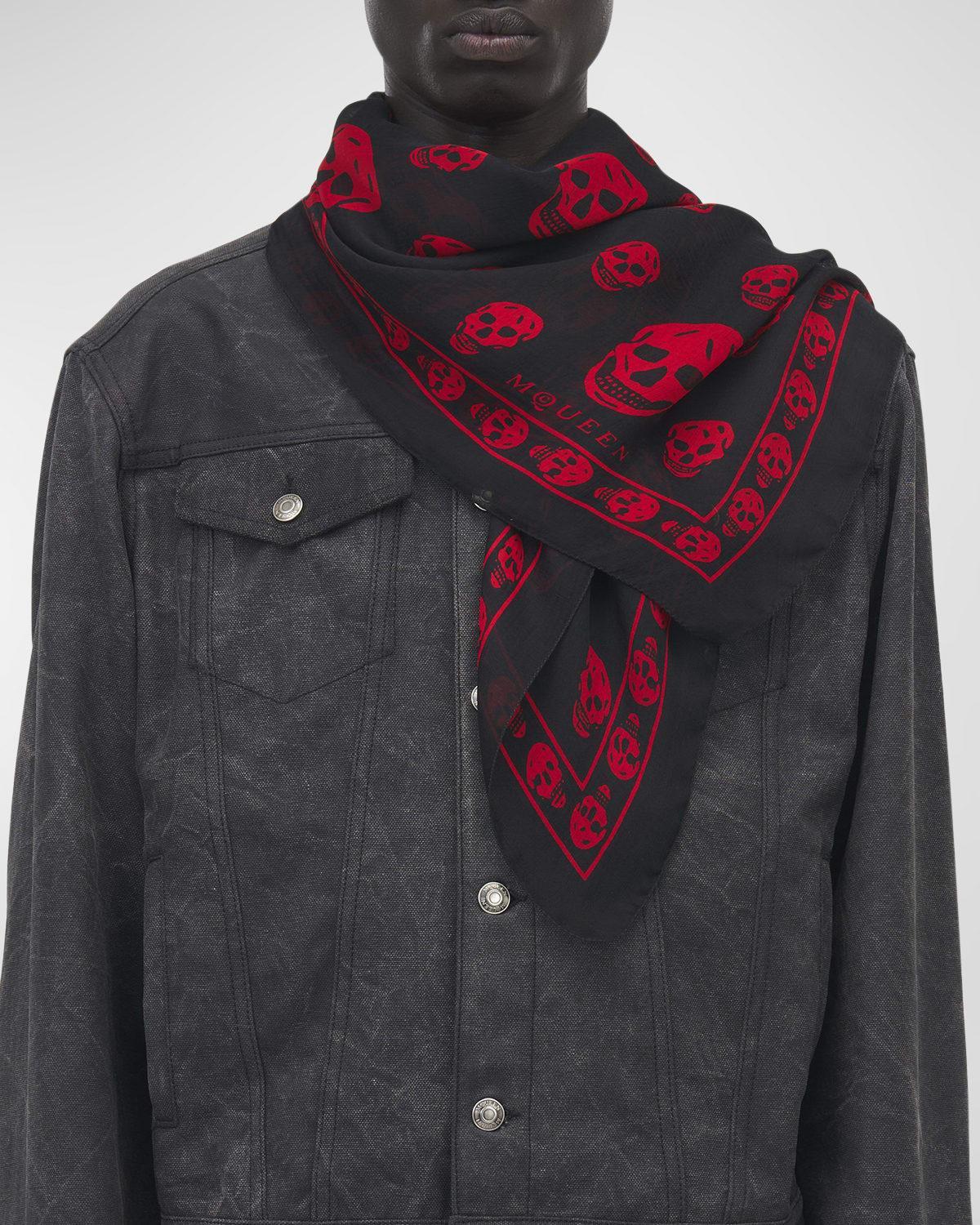 Mens Silk Chiffon Skull Scarf Product Image