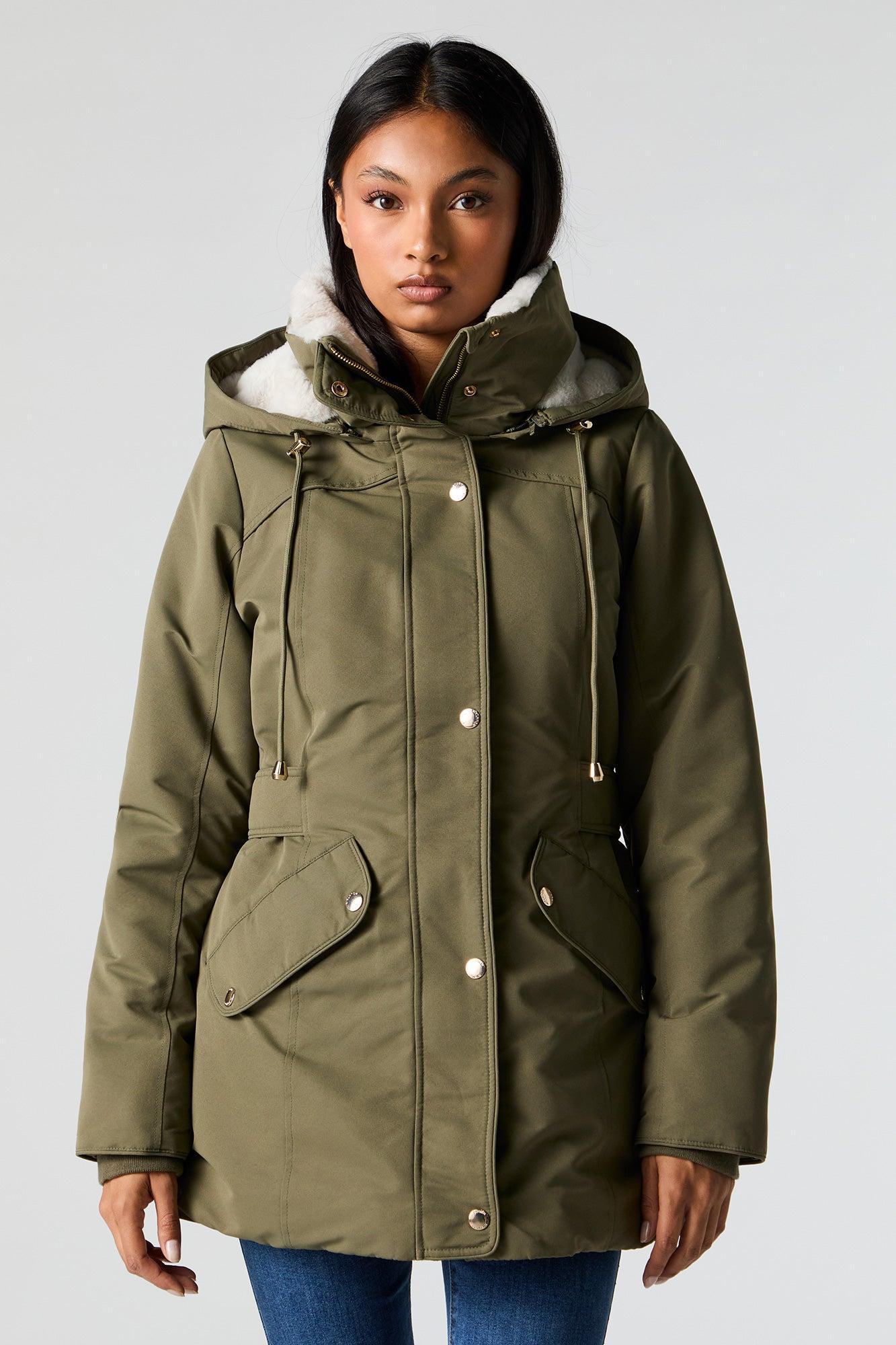 Faux Fur Lined Hooded Parka Female Product Image