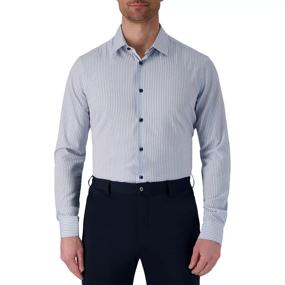Men's Report Collection Slim-Fit Performance Dress Shirt, Size: 15.5-32/33, Blue Stripe Product Image