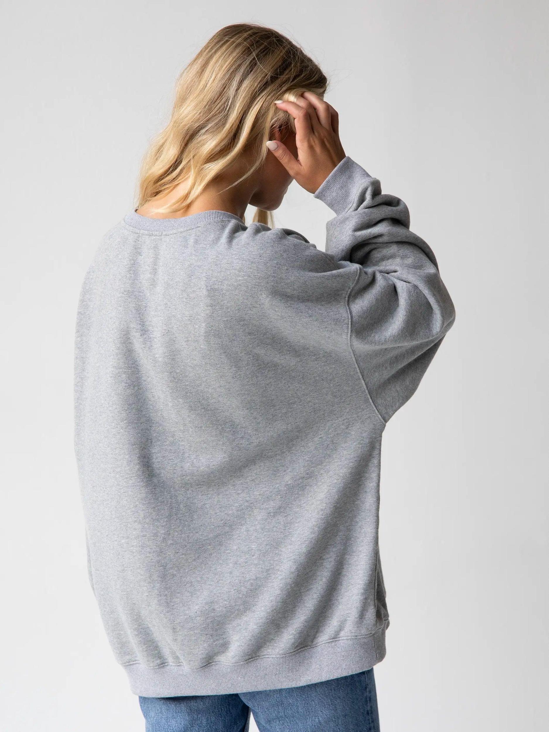 Applique Crewneck Sweatshirt - Heather Grey Peace Sign Product Image