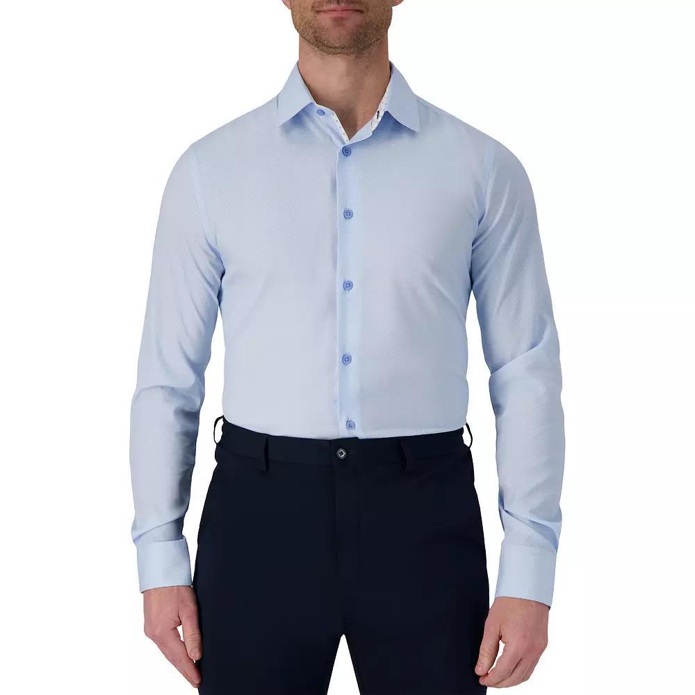 Men's Report Collection Slim-Fit Performance Dress Shirt, Size: 15-32/33, Blue Herringbone Product Image