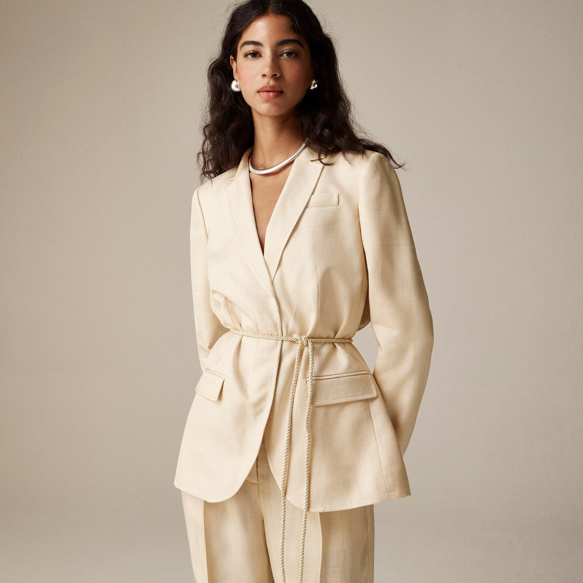 Rope-tie blazer in glossy twill Product Image
