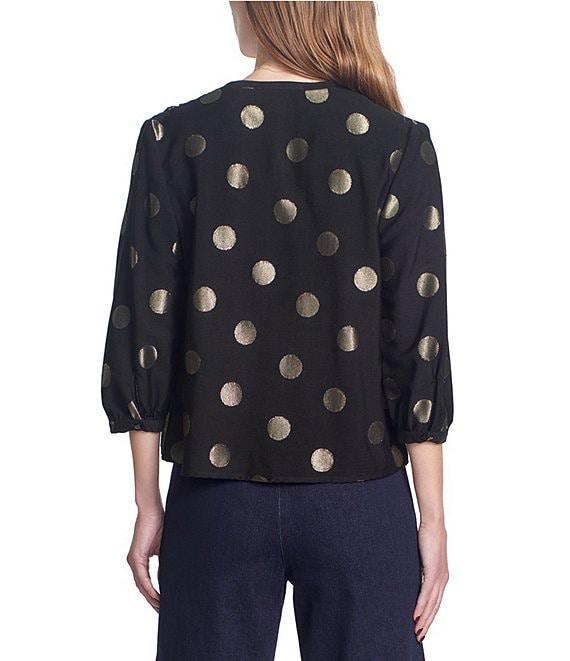 COREY LYNN CALTER Jessina Jacquard Metallic Dot V-Neck Shirt Product Image