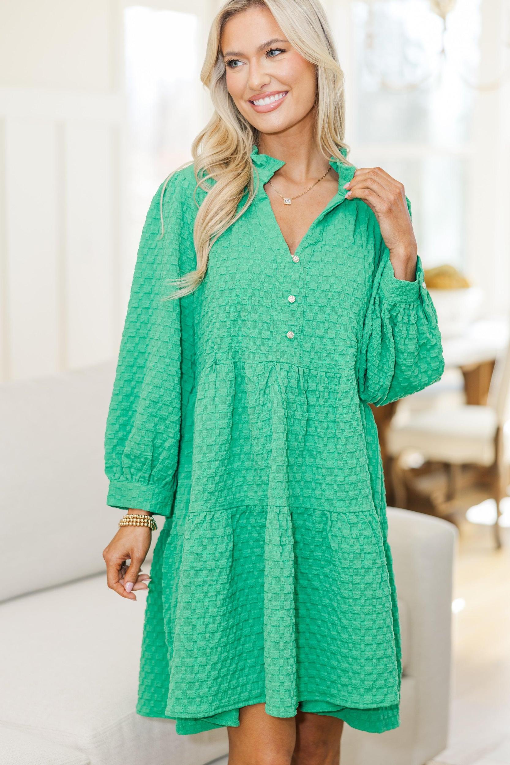 NURSING COLLECTION: All Up To You Green Textured Dress Female Product Image