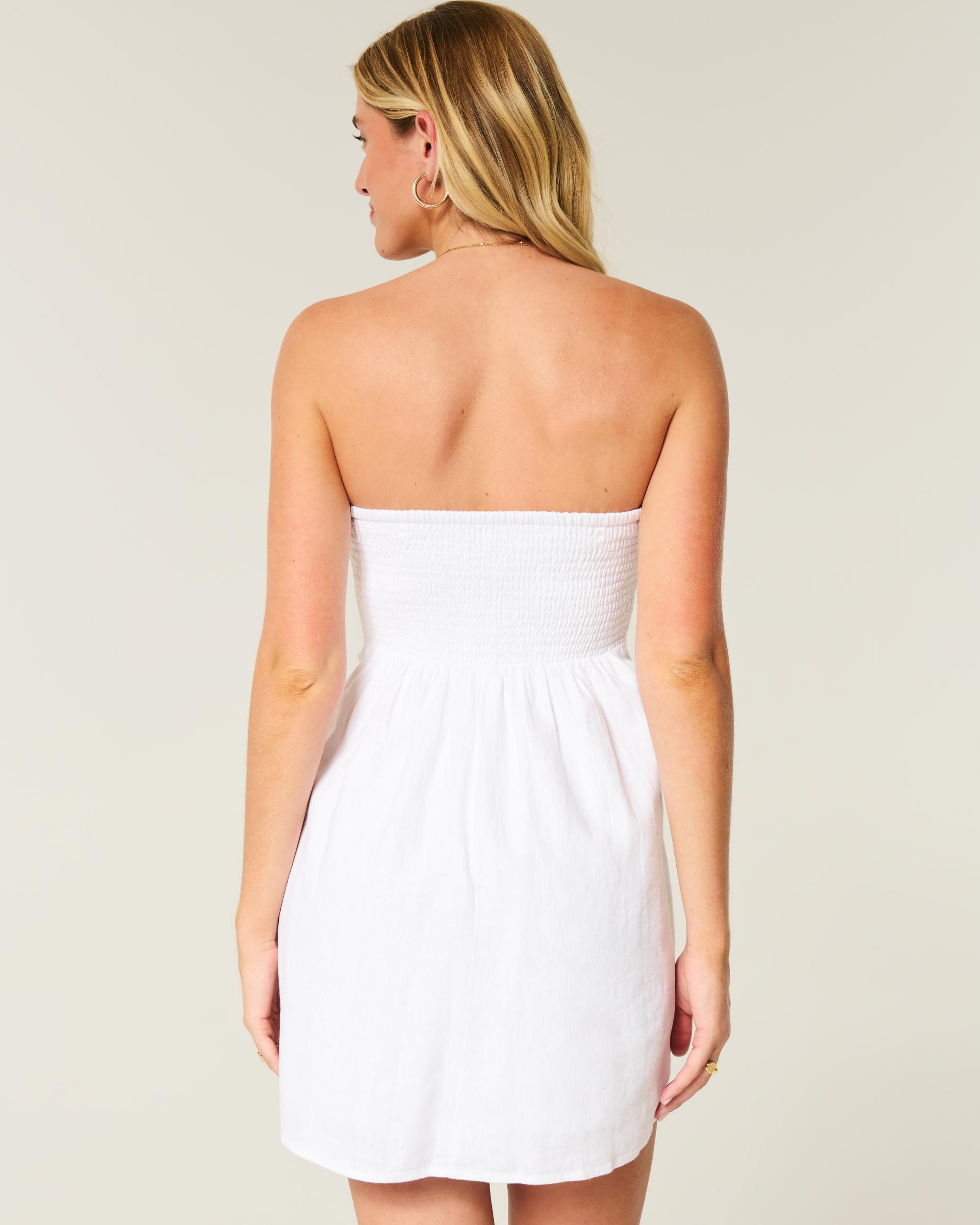 Linen-Blend Strapless Mini Dress Product Image