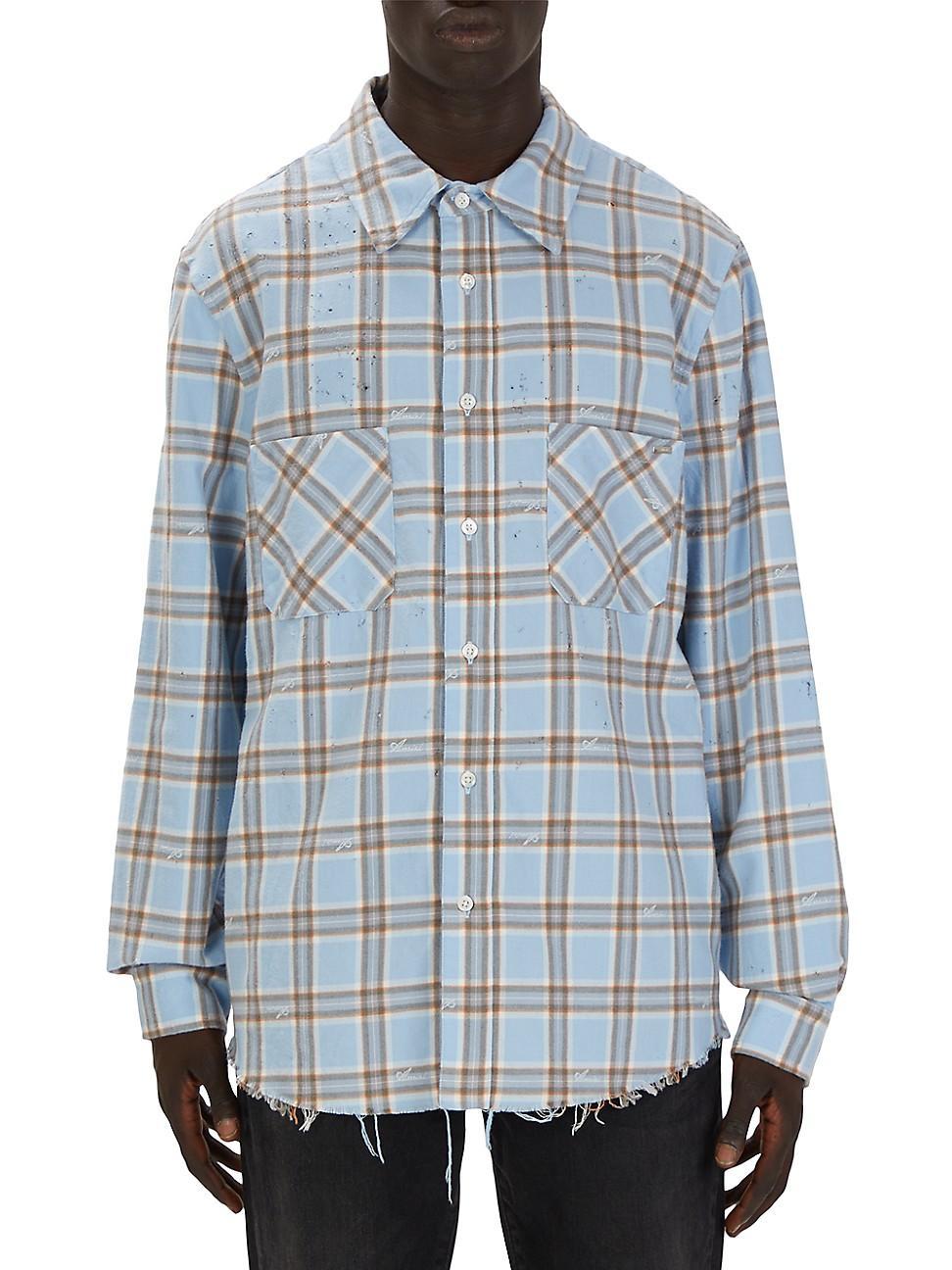 Mens Plaid Flannel Shotgun Button-Down Shirt Product Image