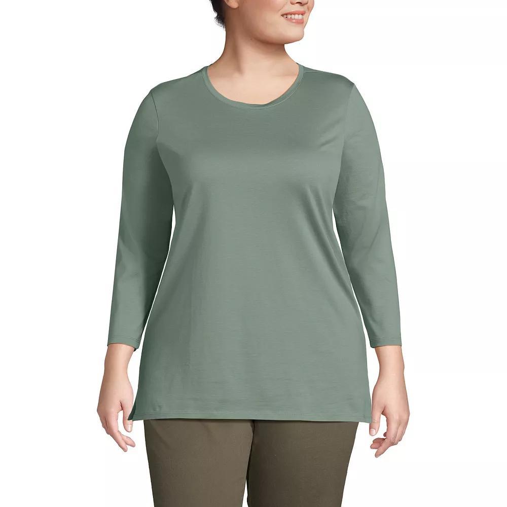 Plus Size Lands' End Supima Cotton Relaxed Fit Crewneck Tunic, Women's, Size: 3XL, Radiant Blue Product Image