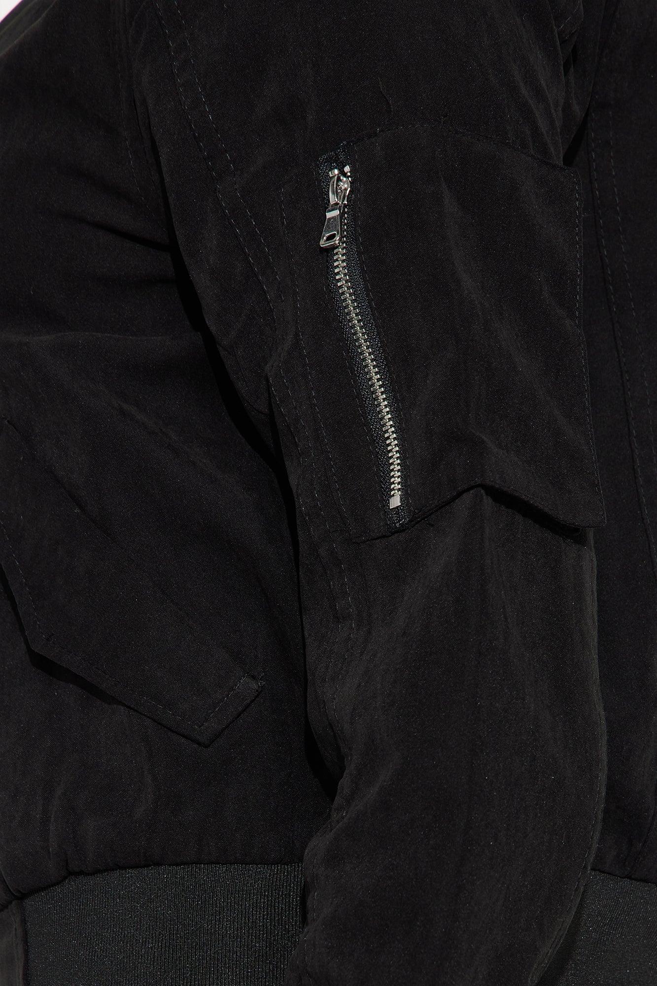 Good Vibes Faux Suede Bomber Jacket - Black Product Image