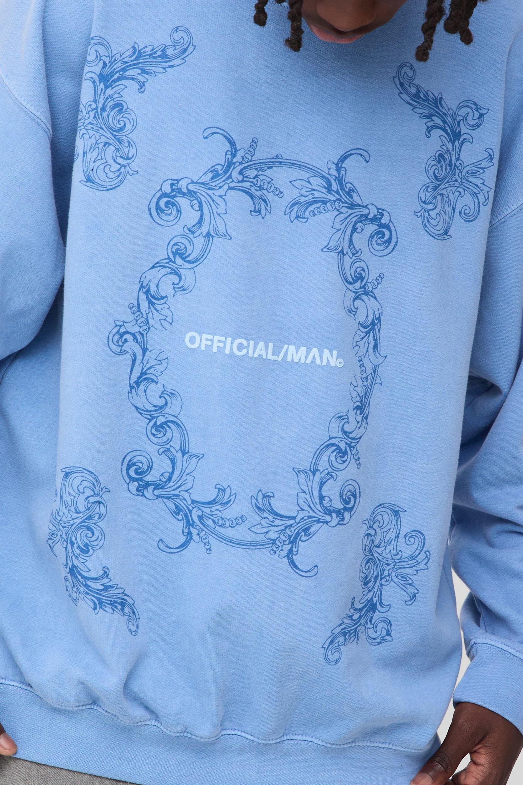 Oversized Puff Print Official Graphic Washed Sweatshirt | boohooMAN USA Product Image