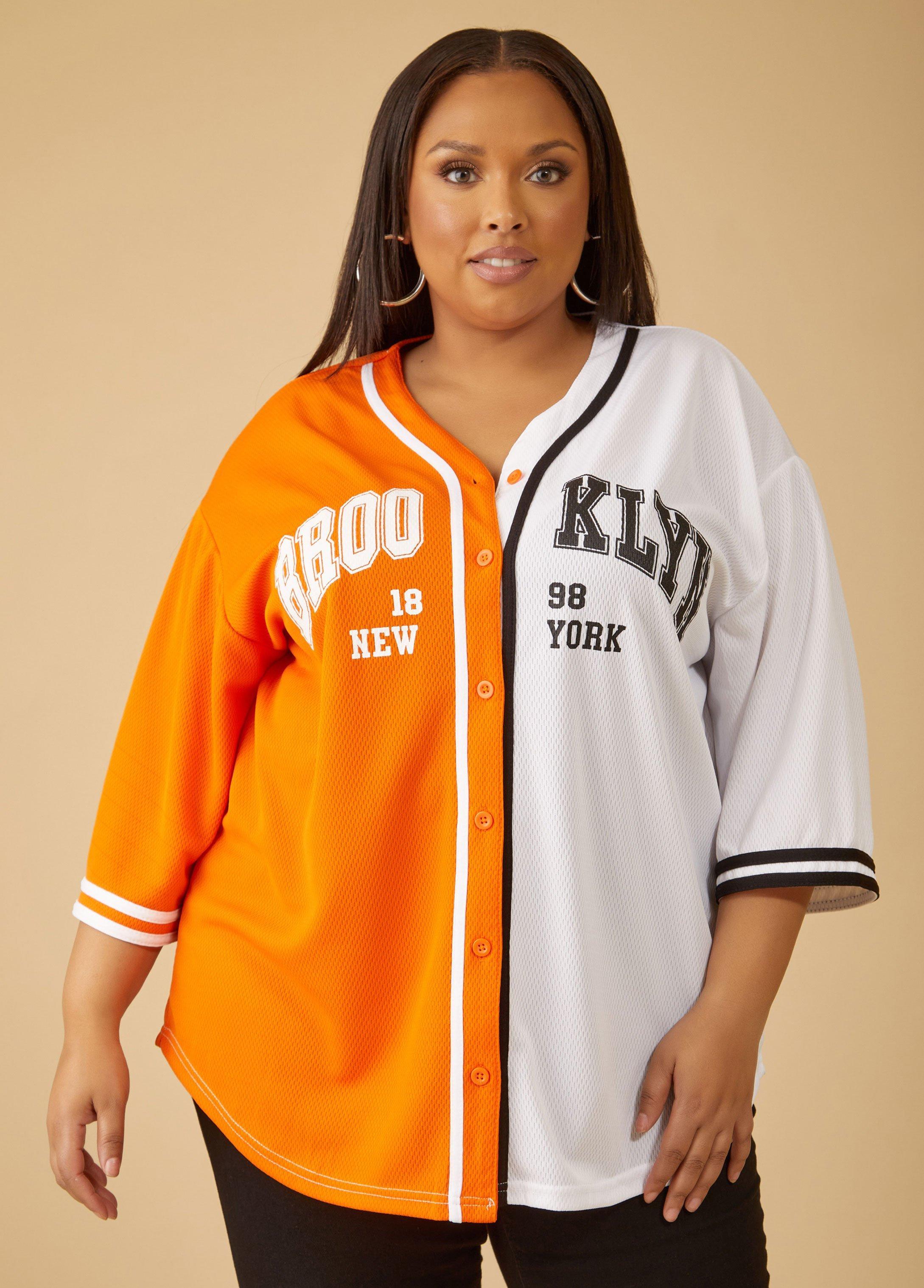 Plus Size Brooklyn Two Tone Baseball Jersey Ashley Stewart Product Image