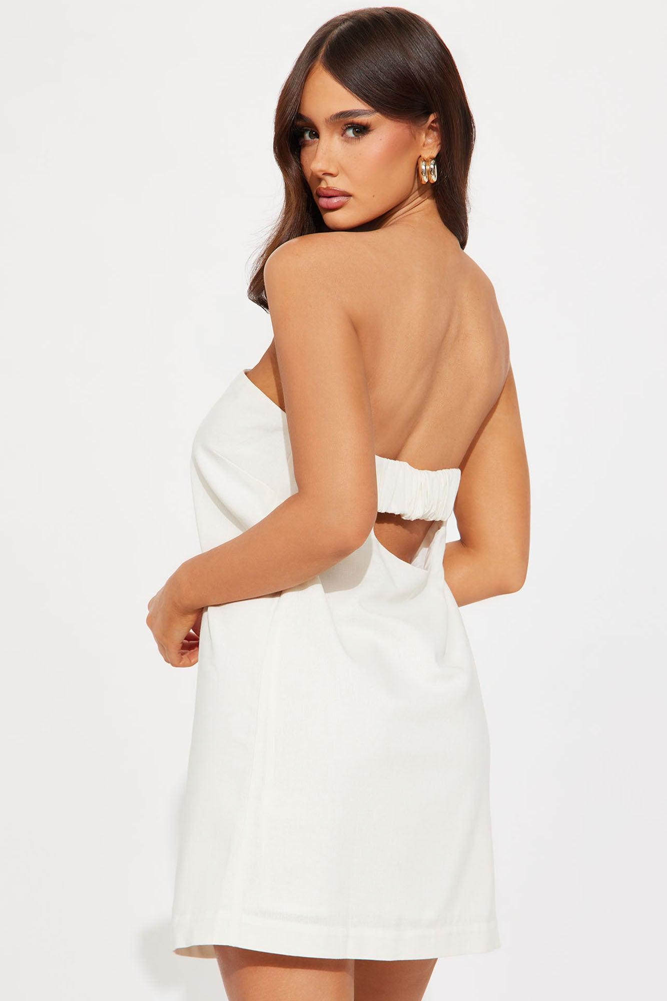 Tanya Linen Mini Dress - White Product Image