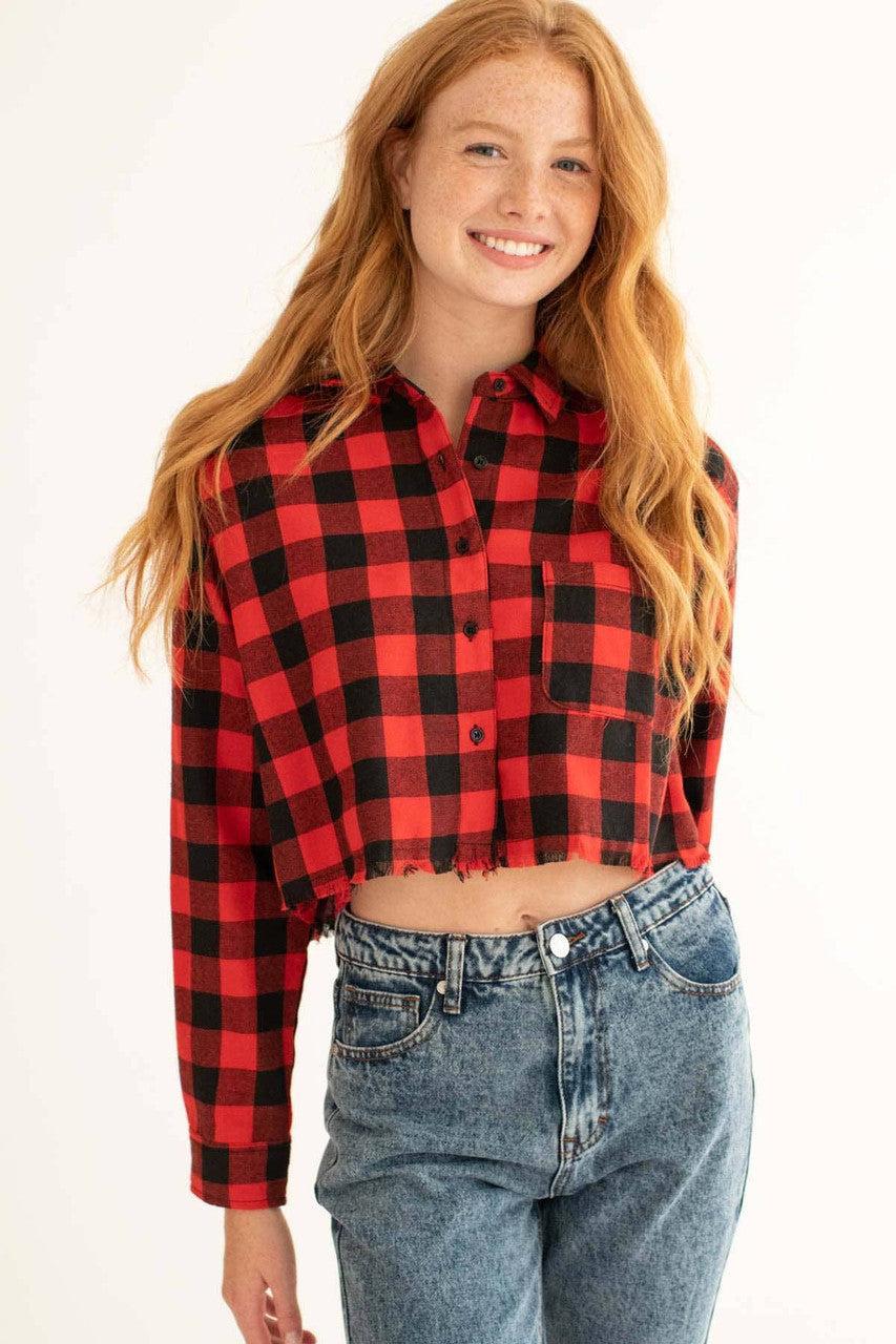Red Cut Off Flannel Product Image