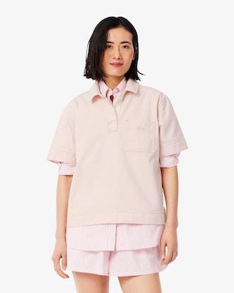 Oversized Denim Polo Shirt Product Image