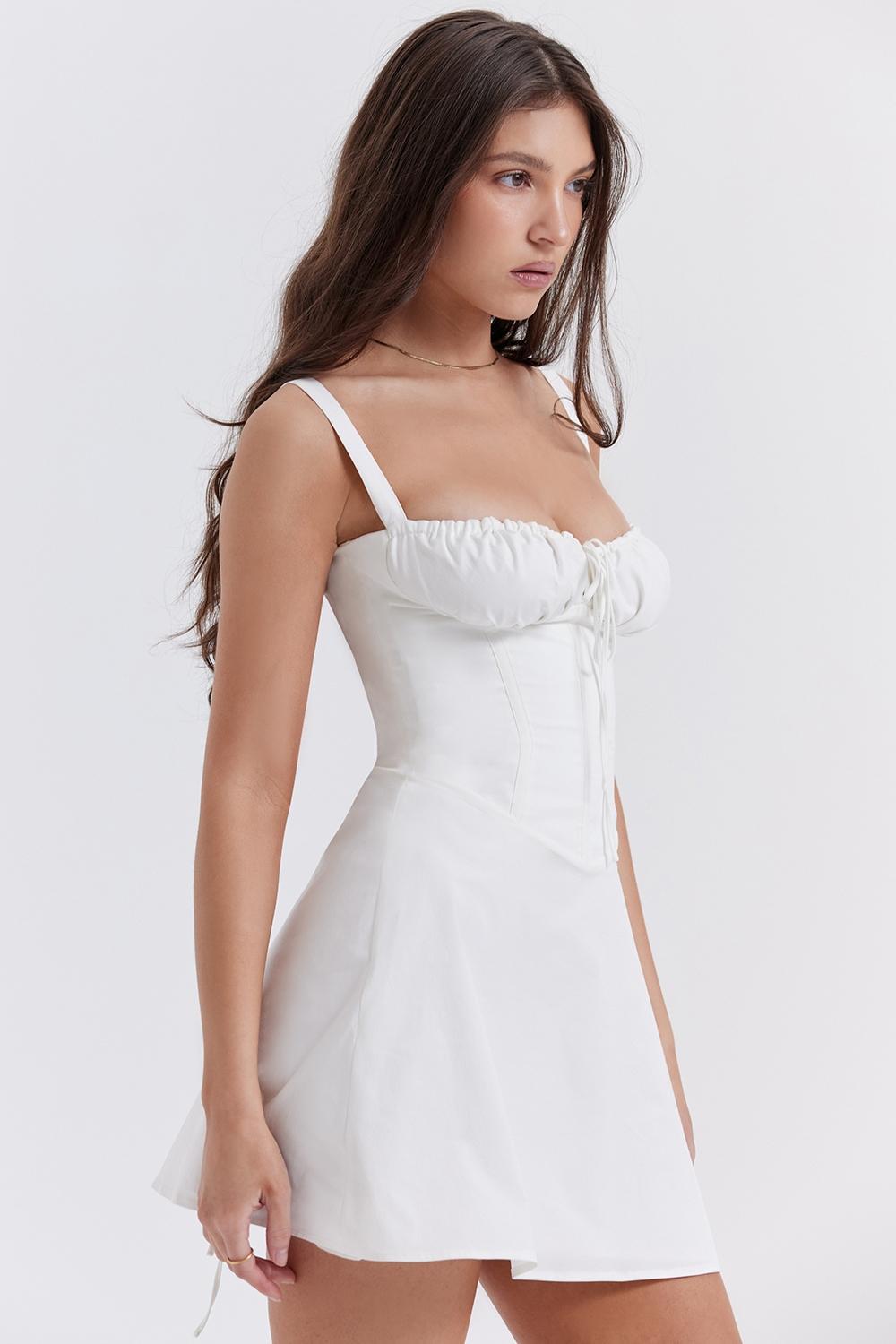 Carlotta White Corset Mini Dress Product Image
