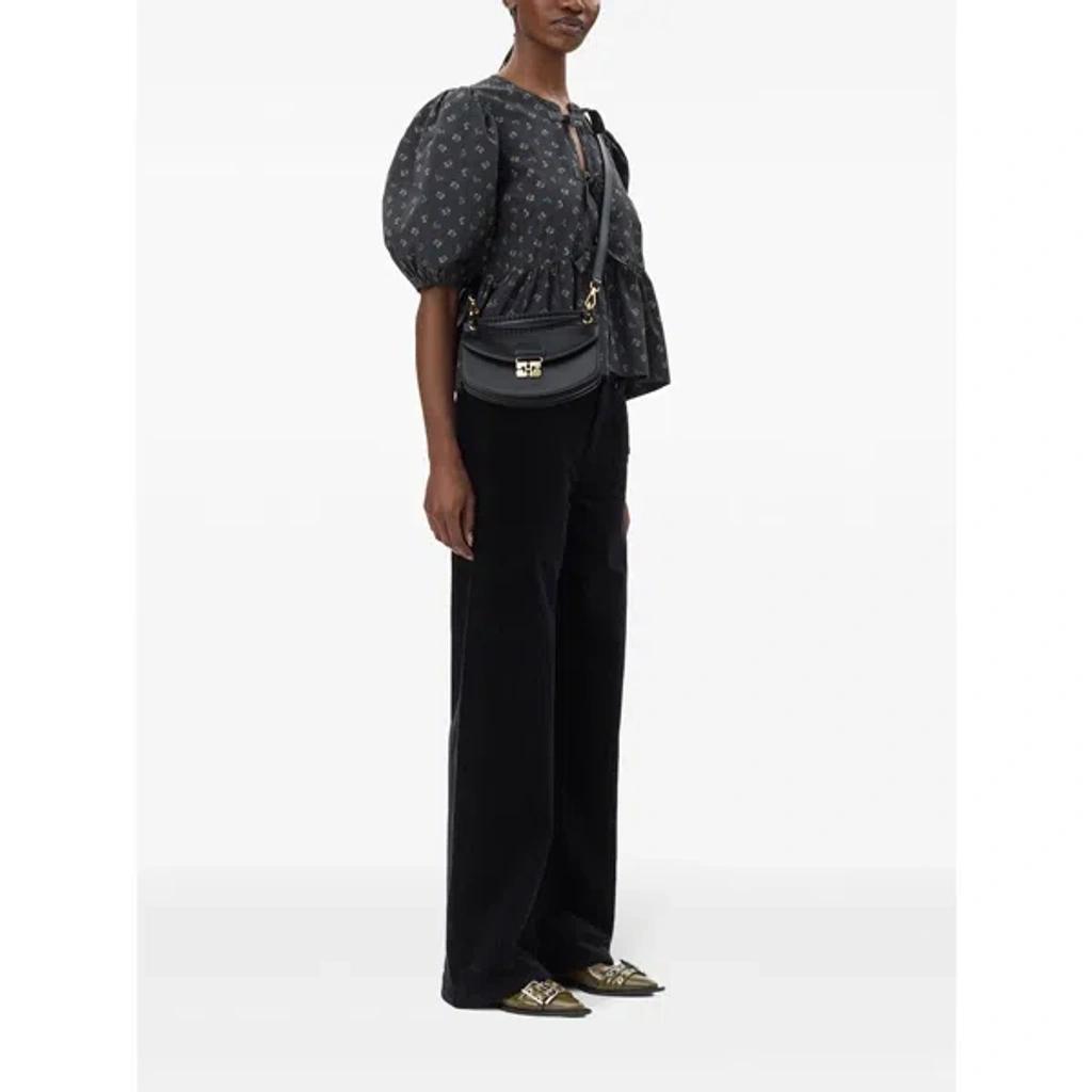 GANNI Womens Black Apo-g Mini Leather-blend Top-handle Bag Product Image