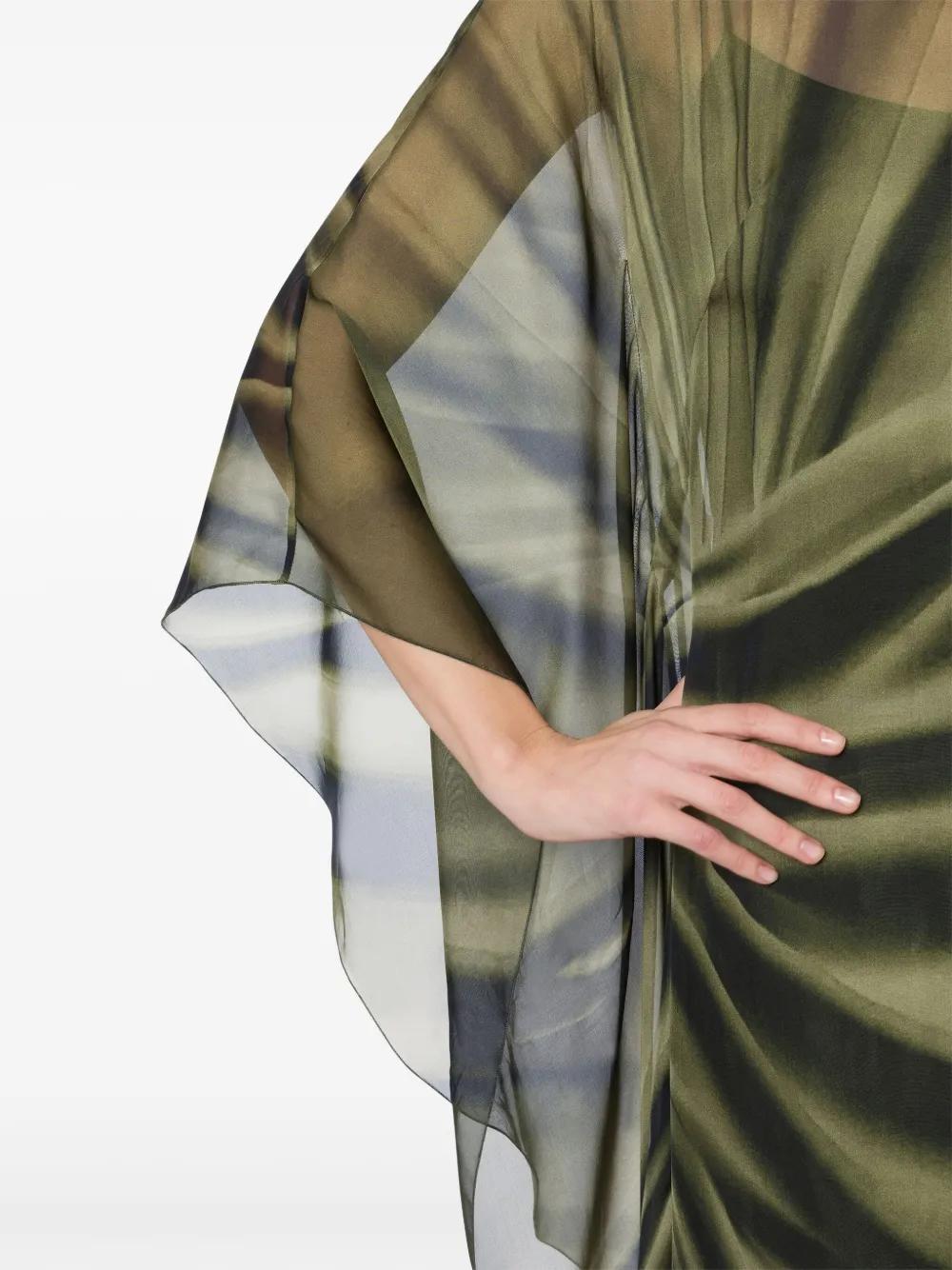 ALBERTA FERRETTI Womens Fantasy Green Abstract-print Chiffon-texture Relaxed-fit Silk Maxi Dress Product Image